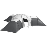 Tenda da campeggio per 6-9 persone, 4 stanze, grigio, impermeabile ¨C zephmum ¨C 615x615x225 cm