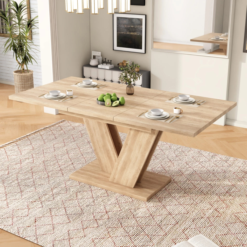 Tavolo da pranzo allungabile 180x80x75.5 cm; MDF effetto rovere