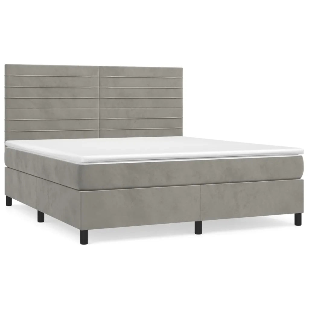 Giroletto a Molle con Materasso Grigio Chiaro 160x200cm Vellutocod mxl 75828