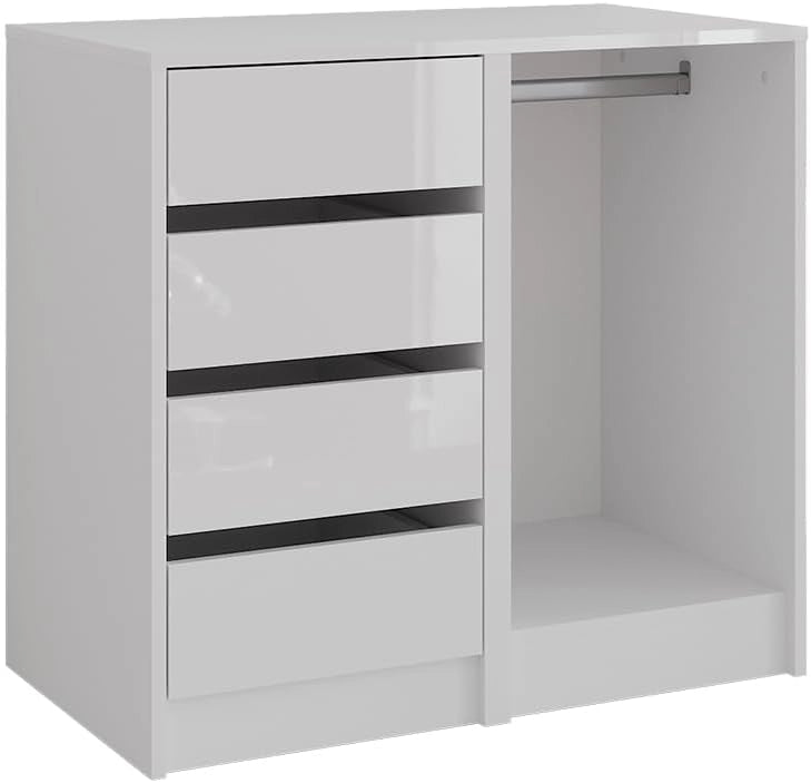 Cassettiera per camera da letto Sherry, Bianco/bianco lucido, 80.2 x 76 cm 2 parti, adatto per riporre abbigliamento e accessori