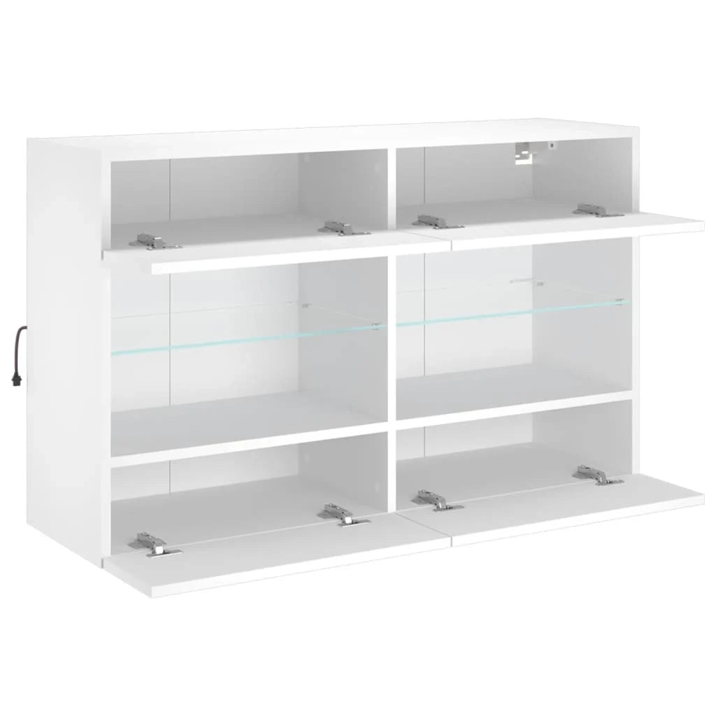 Mobile TV multimediale mensola TV credenza mobile TV parete attrezzata per sala da pranzo soggiorno camera da letto con luci LED 98,5 x 30 x 60,5 cm bianco 02_0027930