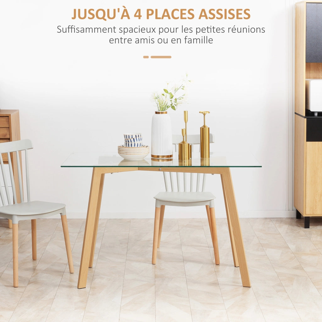 Tavolo da pranzo per 4 persone ¨C Xylo ¨C vetro temperato e acciaio 120x60x76cm