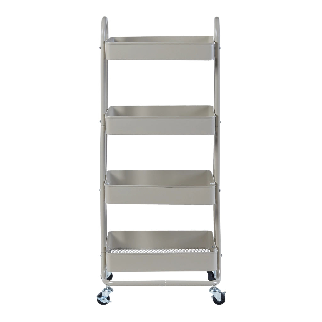 Carrello da Stoccaggio Pyhäntä con 4 Contenitori - Acciaio color Cammello [en.casa]