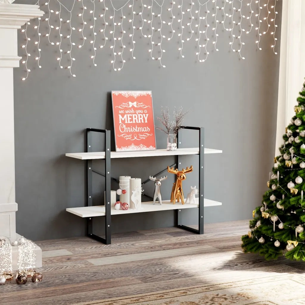 Libreria a 2 Ripiani Bianca 100x30x70 cm in Massello di Pino 806473