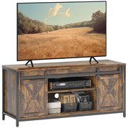 Mobile TV Design Industriale con 6 Ripiani e 2 Ante Scorrevoli ¨C zephmum ¨C Marrone/Nero 160x40x50