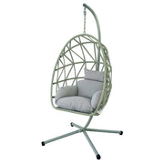 POLTRONA PENSILE PIEGHEVOLE DA GIARDINO IN RATTAN SINTETICO CON CUSCINO