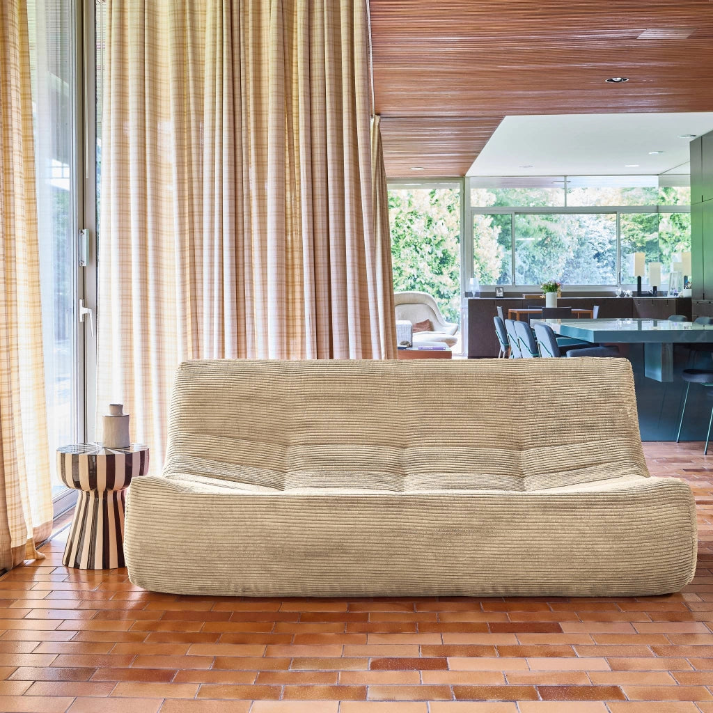 Poltrona in velluto a coste, 3 posti, beige scuro