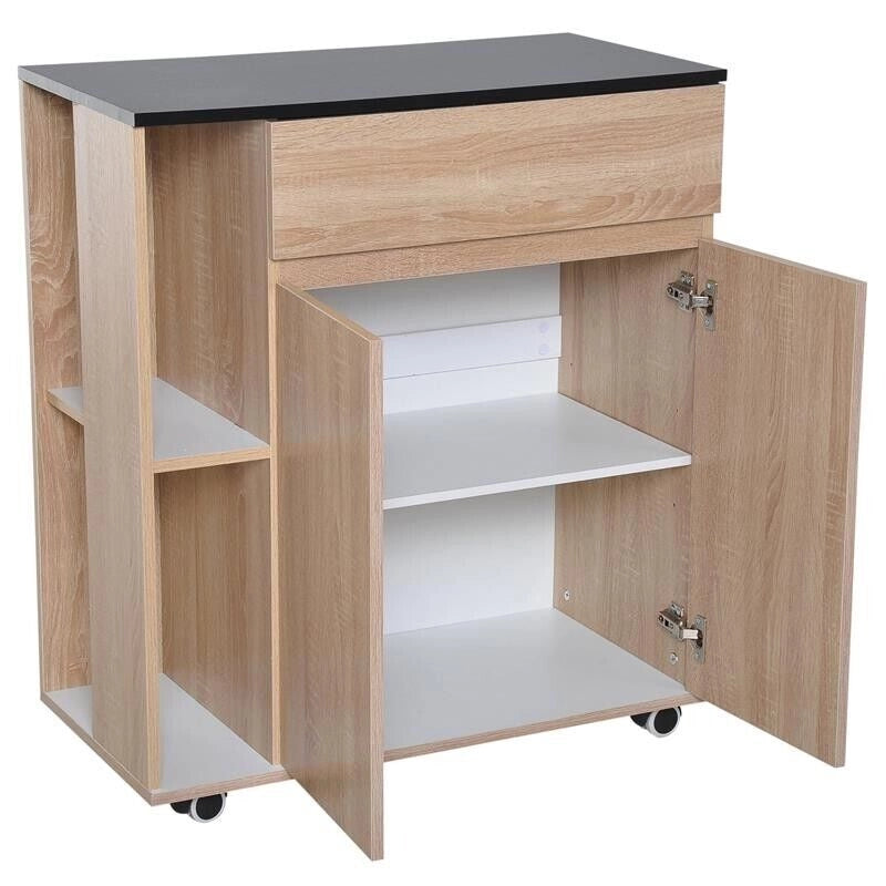 MOBILETTO DA CUCINA CON RUOTE CASSETTI ARMADIETTO LEGNO