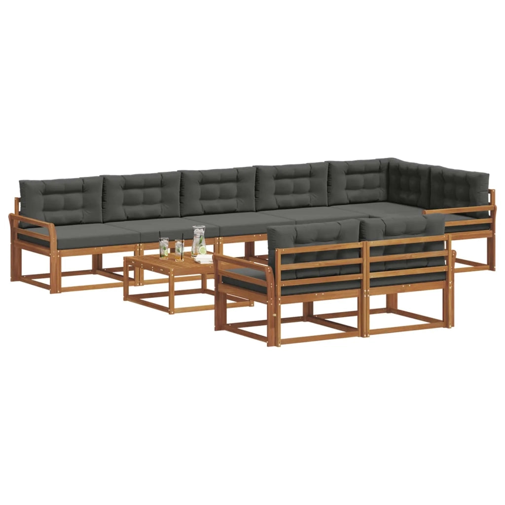 Set di divani da esterno con cuscino 9 pcs Naturale e Antracite 3367790