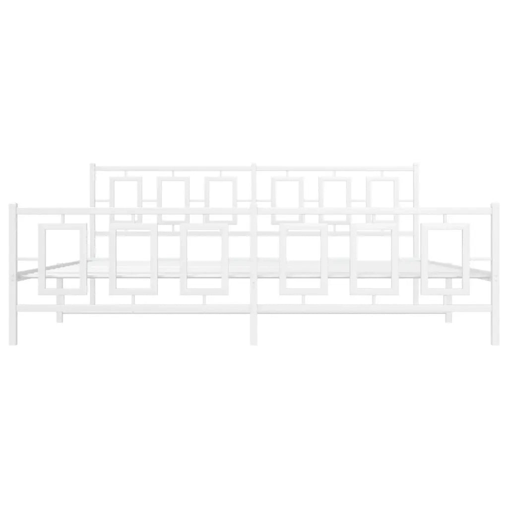Giroletto con Testiera e Pediera-Struttura Letto Metallo Bianco 193x203 cm 227587
