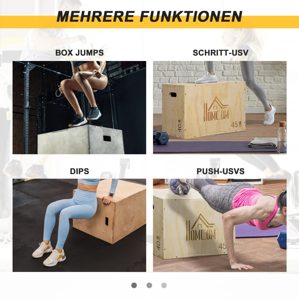 Plyo Box Legno ¨C Xylo ¨C Piattaforma Pliometrica con Maniglia 45x40x60cm Naturale