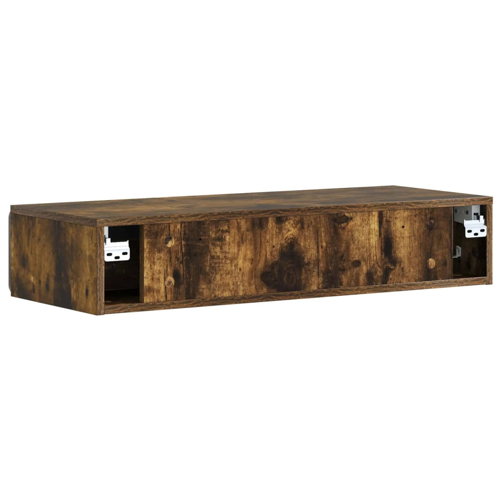 Tavolino da Parete Laterale Rovere Fumo 87,5 x 34,5 x 17 cm