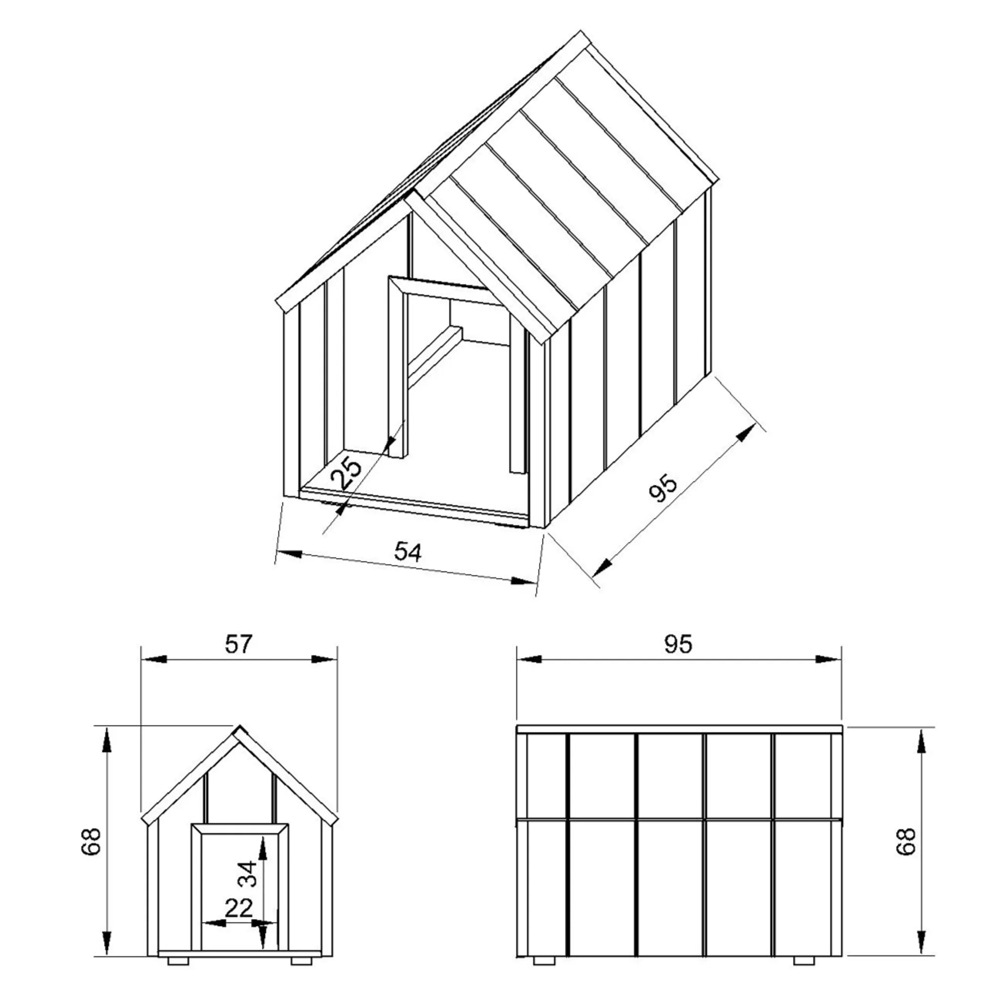 Cuccia per cani in legno LP SmartSide - 57 x 95 x H68 cm, Taglia M - TIMBELA M971-1
