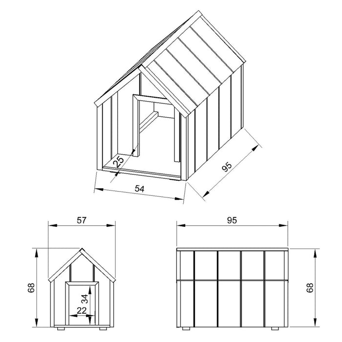 Cuccia per cani in legno LP SmartSide - 57 x 95 x H68 cm, Taglia M - TIMBELA M971-1