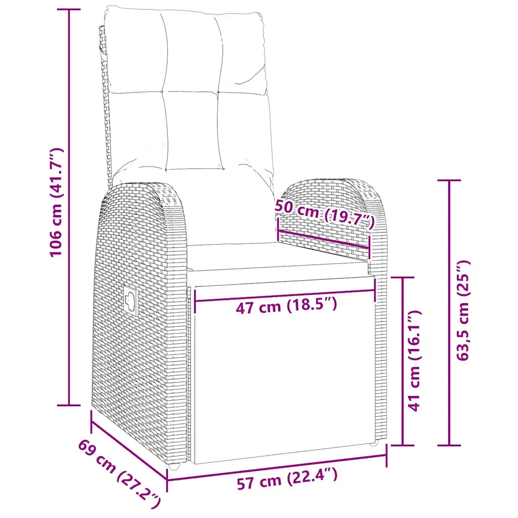 Set da Pranzo per Giardino con cuscino 5 pcs Nero polyrattan 3379514