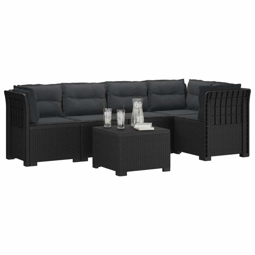 Divano da Giardino 5 Posti con Cuscini Stile Rattan PP 3444087