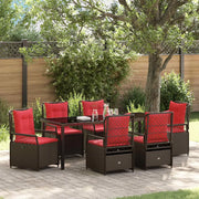 Set da Pranzo per Giardino 7 pcs Marrone polyrattan 3381049