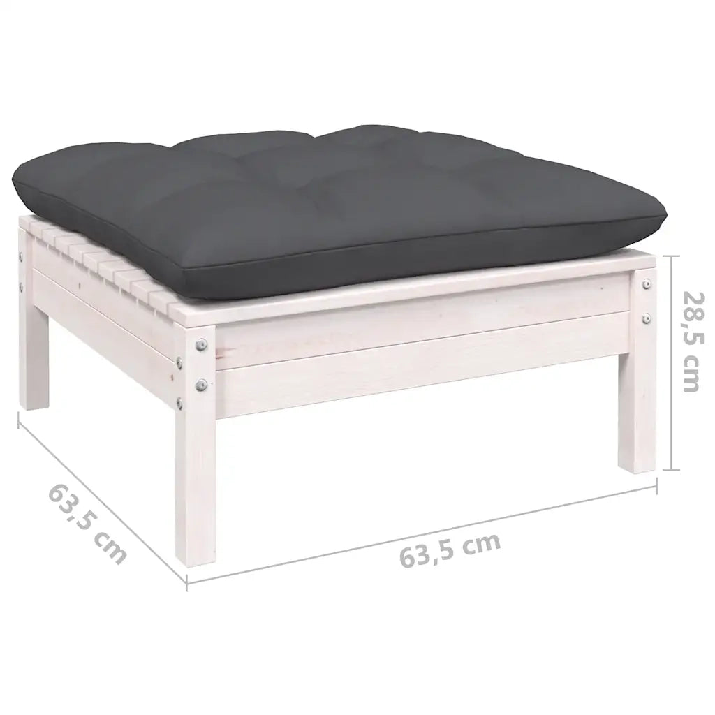 Set Divani da Giardino 9 pz con Cuscini Bianchi Legno di Pino 3096666