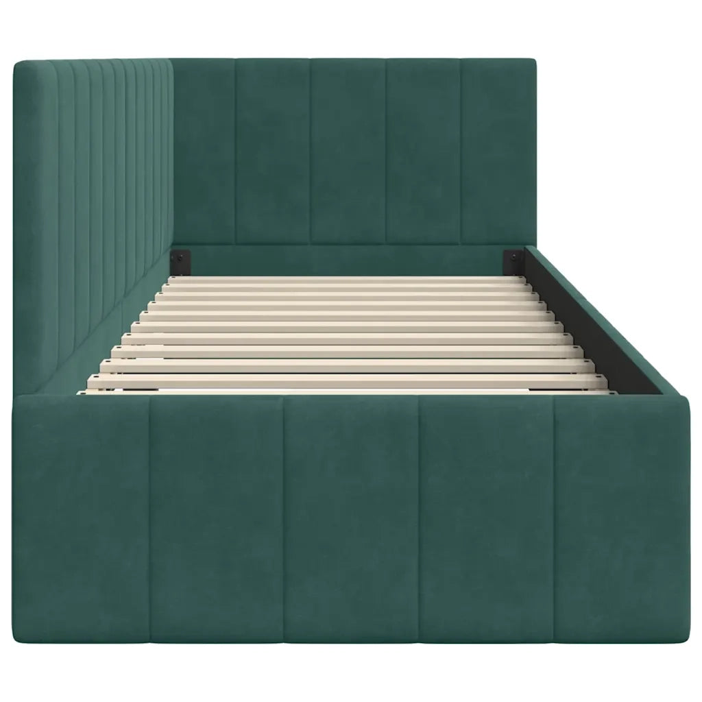 Cornice del letto ad angolo Verde Scuro 80 cm x 200 cm Velluto
