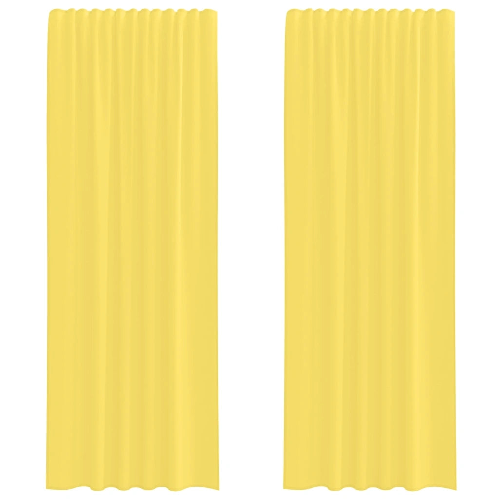 Tende in Voile con Tasche per Aste 2 pz Giallo 4102230