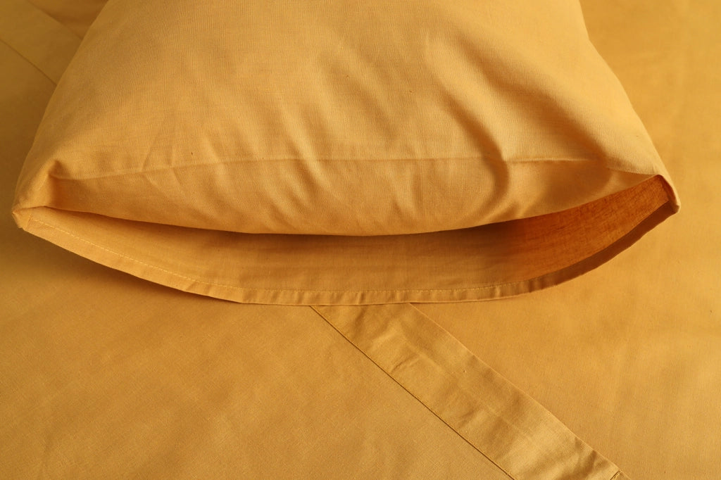 Sarisa, set Completo Letto Matrimoniale in Policotone, Giallo Senape