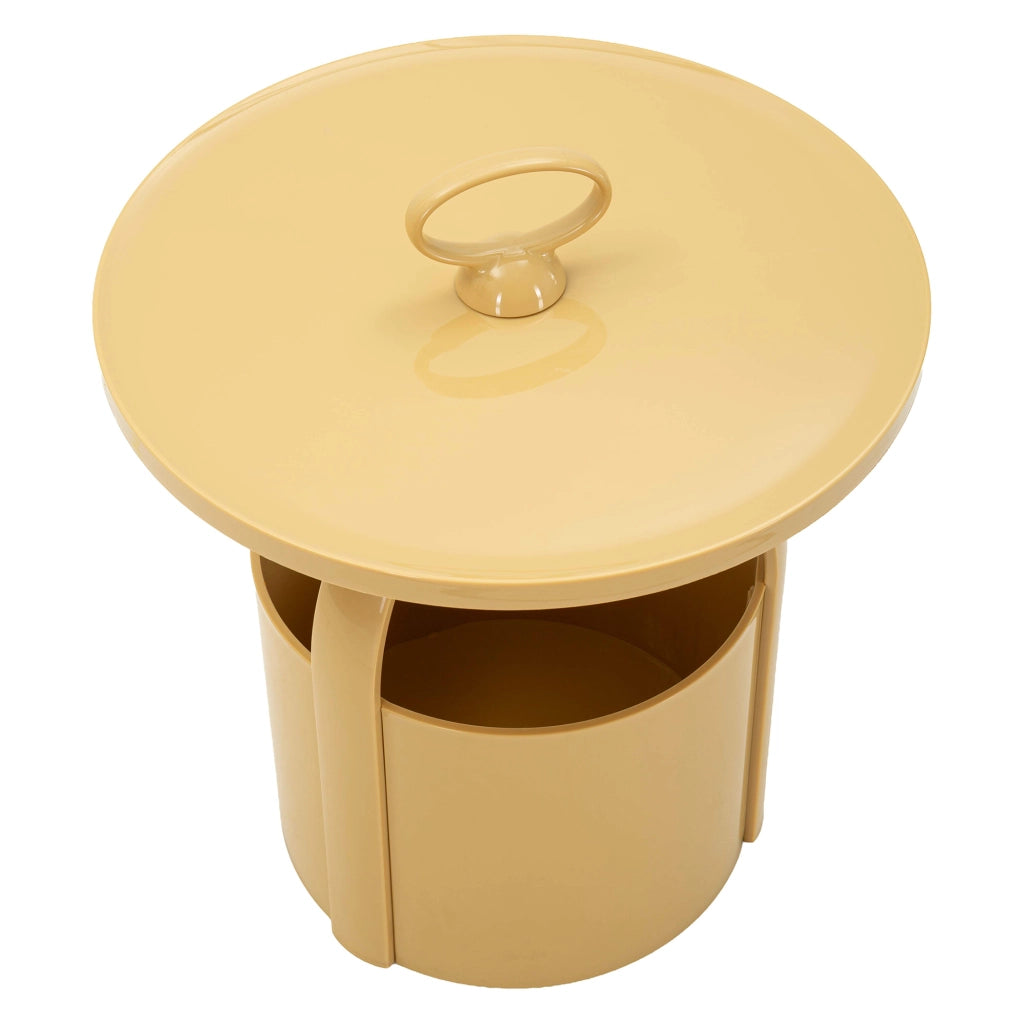 Inle, Tavolino da Salotto Forma Rotondo, 46x54x46h cm Bianco Crema