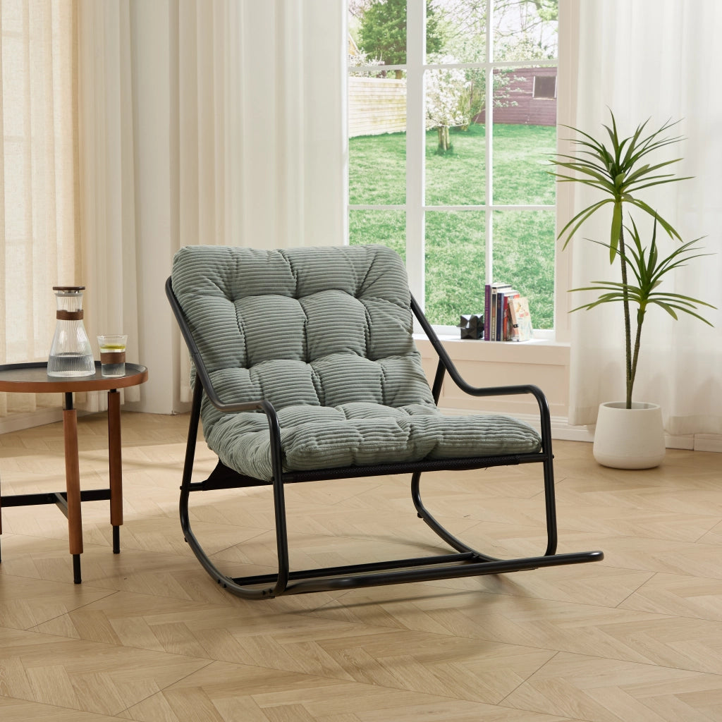 SEDIA A DONDOLO 75x116x82 cm in acciaio verde chiaro con cuscino