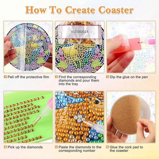 Set di supporti per diamantopittura - 8 pezzi con tema animale - Kit di diamantopittura per adulti e bambini - Pittura di diamanti con tema animale - Materiali per hobby
