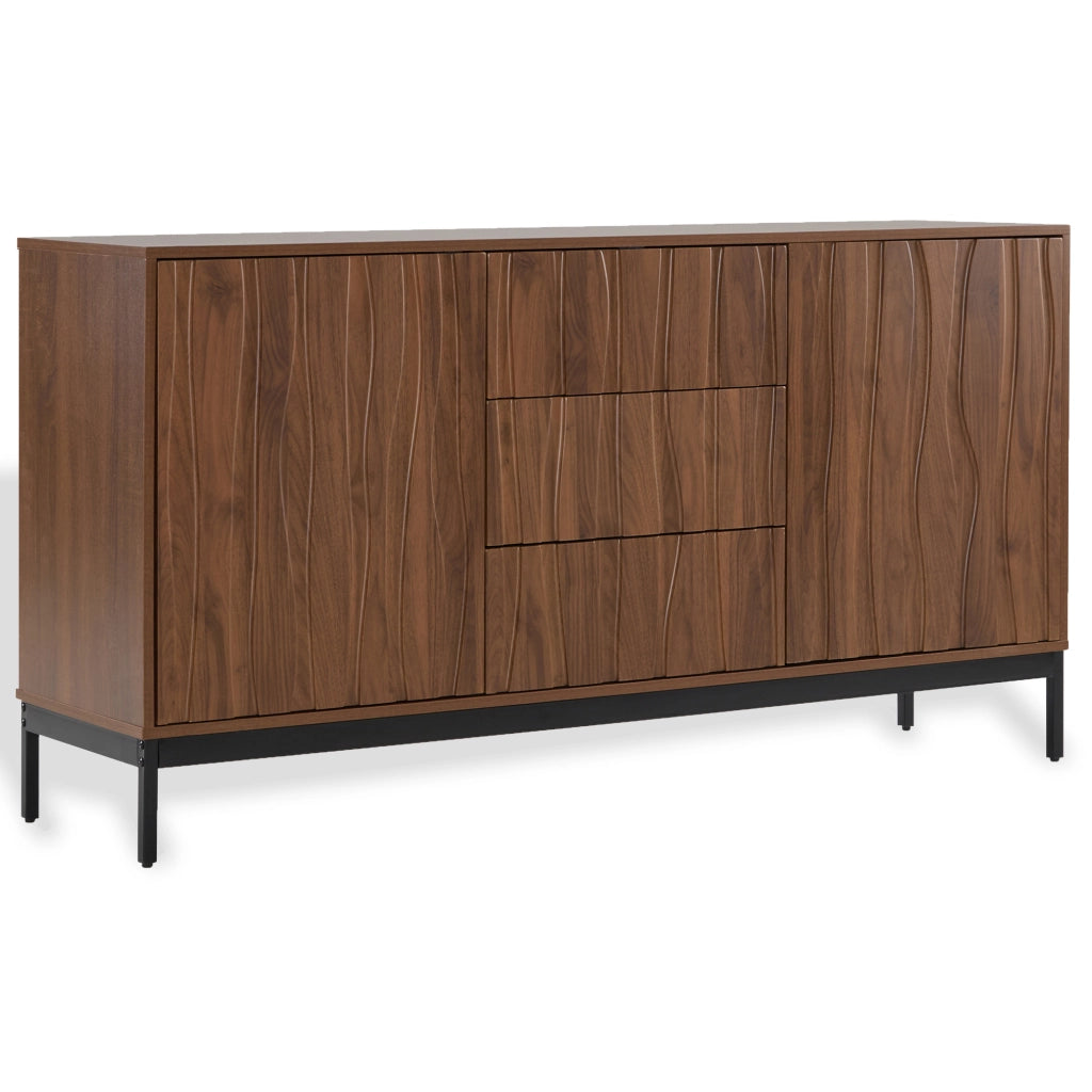 Credenza 150 cm in MDF con 3 cassetti, ripiani regolabili e struttura anti-ribaltamento