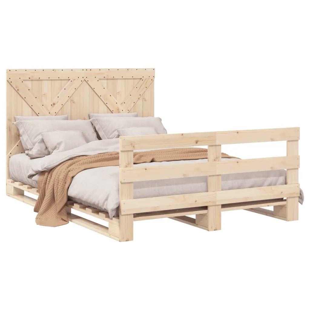 Giroletto con Testiera 140x200 cm in Legno Massello di Pino 3281576