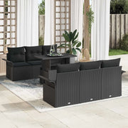 Set Divano da Giardino 7 pcs Nero Rattan in Polipropilene