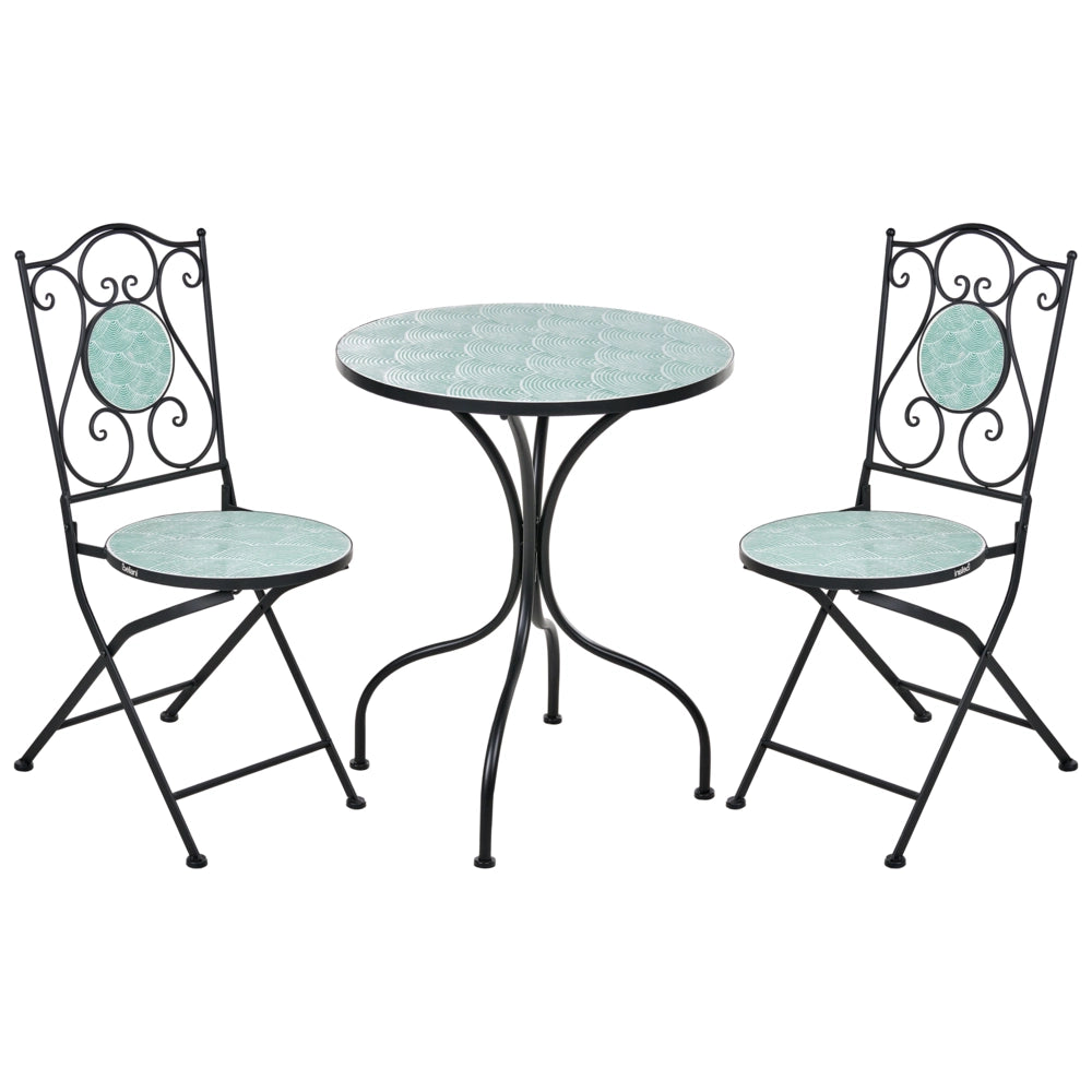 Set da giardino per esterni in ferro nero con tavolo in stile vintage