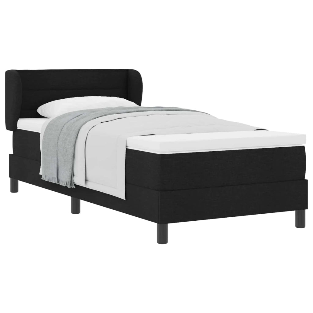 Letto singolo | Letto per adulti | Letto a molle con materasso Nero 90 x 200 cm Tessuto