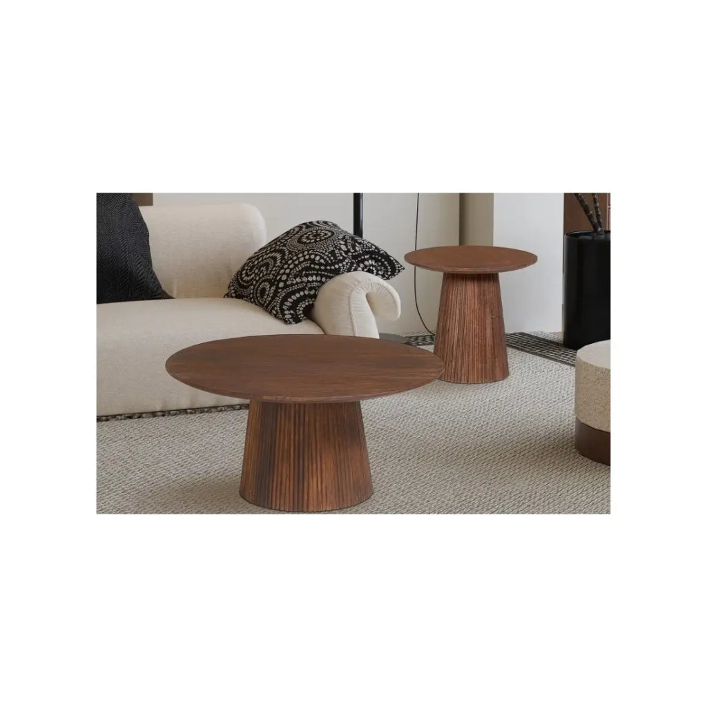 Tavolino RIMBAUD – Effetto legno marrone – Diametro 50 cm