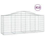 Cestini gabbioni recinzione a gabbia muro di contenimento ad arco 13 pezzi 200 x 50 x 80/100 cm ferro zincato argento 02_0040384