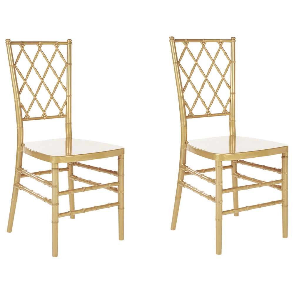 Set di 2 sedie da pranzo oro con schienale a doghe sintetico senza braccioli dal design moderno vintage