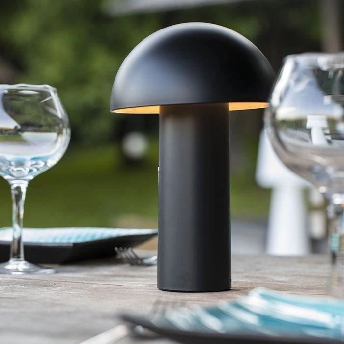 Lampada da tavolo senza fili - LUMISKY - TOD BLACK - H28 cm - Testa orientabile - LED bianco caldo