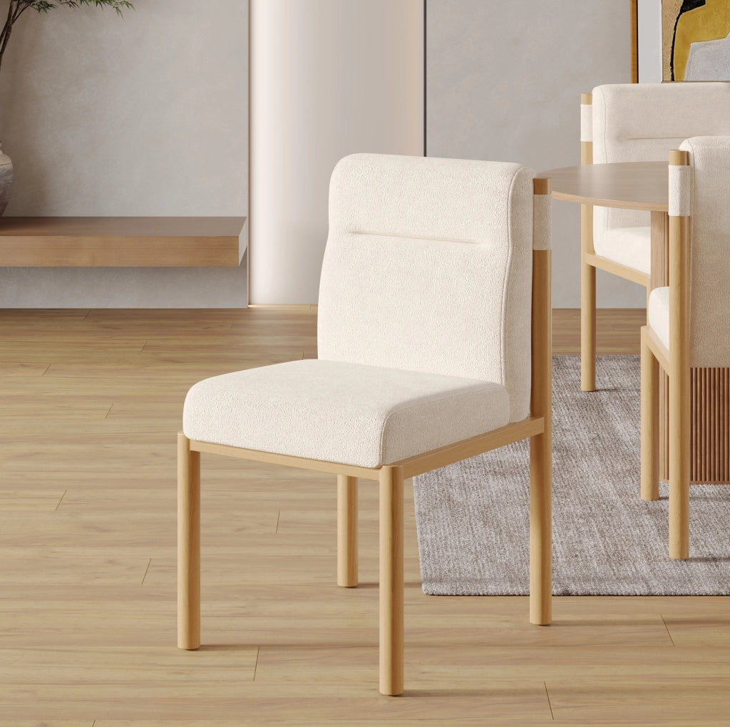 Set di 4 sedie 46x52x80.5 cm con seduta imbottita in sherpa e struttura in metallo beige