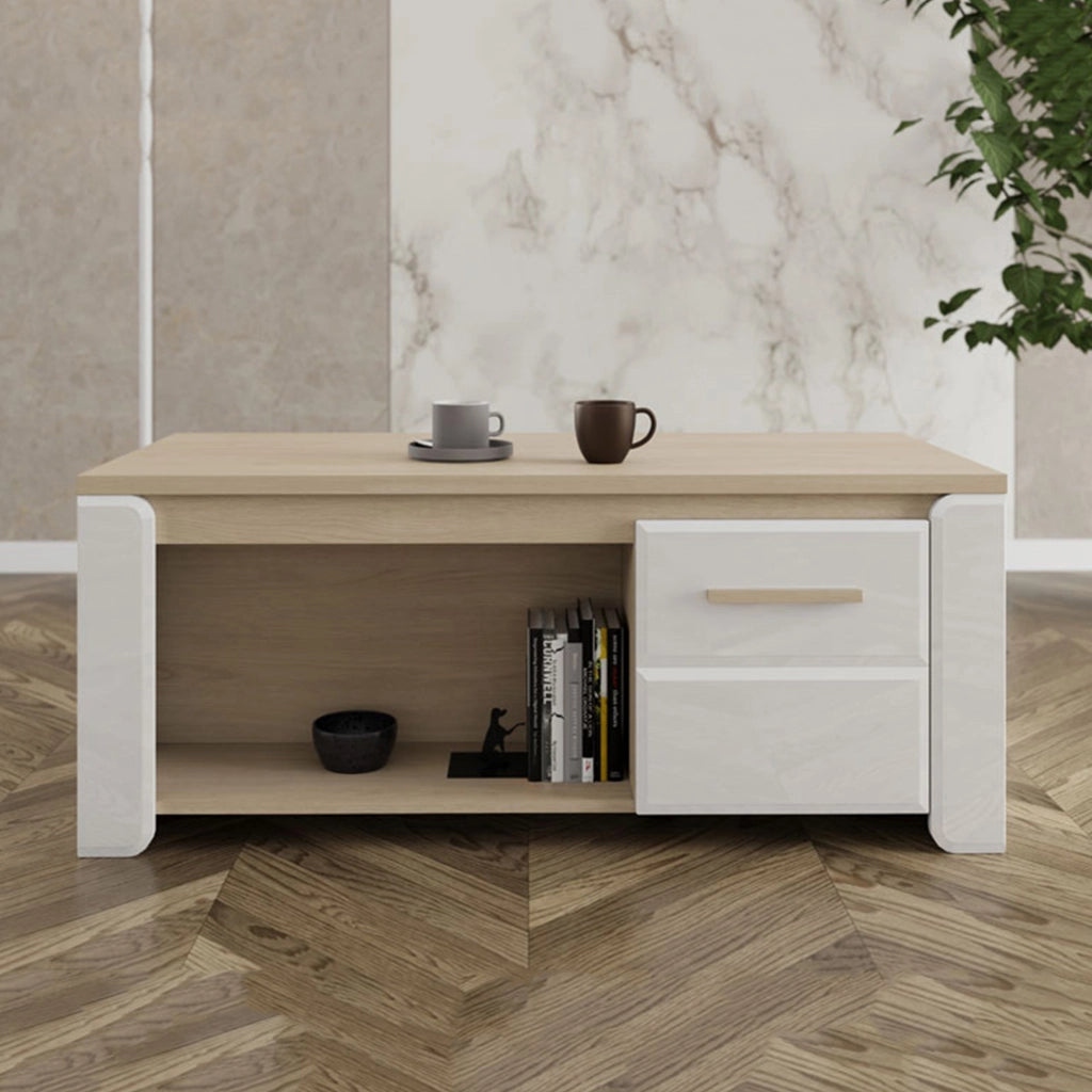 Niella, Tavolino da Salotto con Piedini, 120x55x50h cm Marrone Rovere