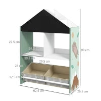 Scaffale Portagiochi per Bambini con Ripiani e Cassetti Rimovibili, Verde