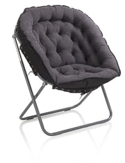 Poltrona Imbottita 77x70x92 cm in Velluto Grigio Scuro
