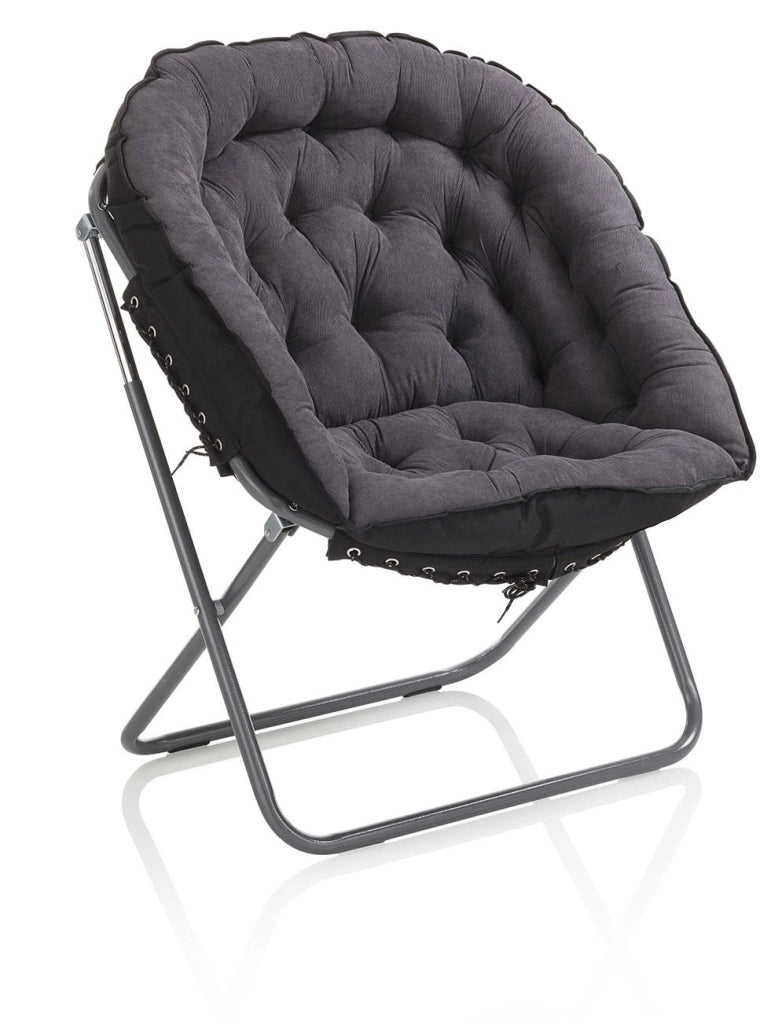 Poltrona Imbottita 77x70x92 cm in Velluto Grigio Scuro