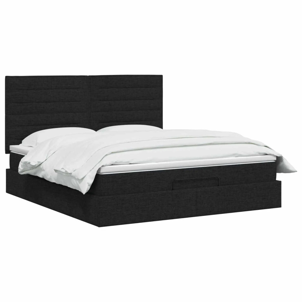 Letto ottomano con materasso Nero 140 x 190 cm Tessuto 3457406