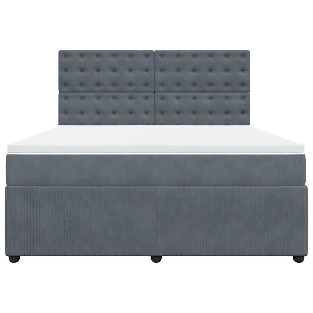 Giroletto a Molle con Materasso Grigio Scuro 180x200 cm Velluto 3292419