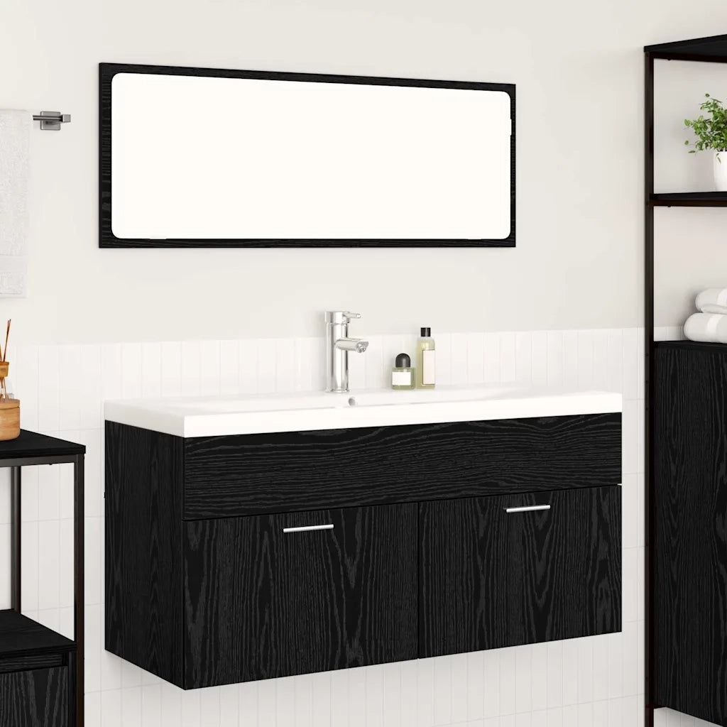 Mobile da Bagno con porta Rovere Nero 100 x 38,5 x 46 cm 3416196