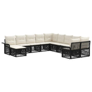 Set Divano da Giardino 11 pcs Nero e Bianco Crema polyrattan 3435028