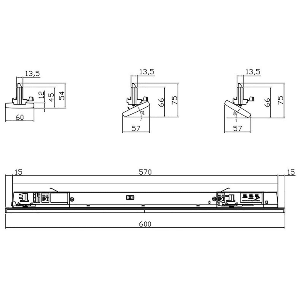 Faretto orientabile per binario trifase LED 20W 4000K lampada 60cm luce negozio vetrina ufficio 230V BIANCO