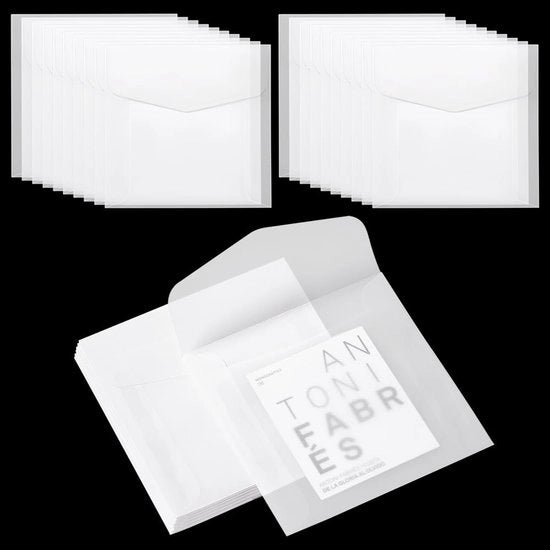 Enveloppe in Papier 50 Unità - Enveloppe Translucida - 9,9 x 9,9 cm - Carta Sostenibile - Enveloppe per Inviti - Adatta per Foto/Bolli - Enveloppe per Inviti