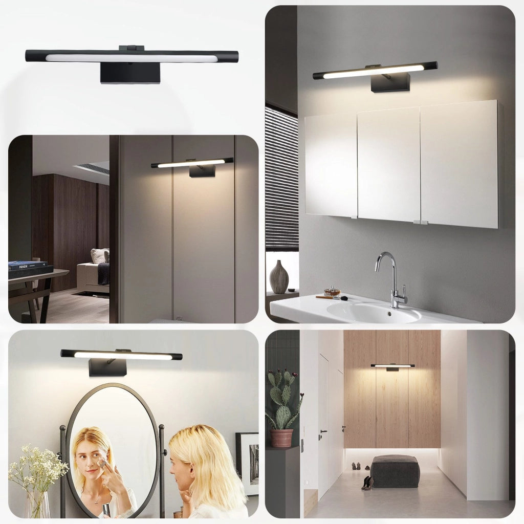 ZMH Lampada da Bagno sopra Specchio 40 cm 6W Nera a Parete IP44 4000K Luce Neutra Moderna per Armadio da Bagno Cantina