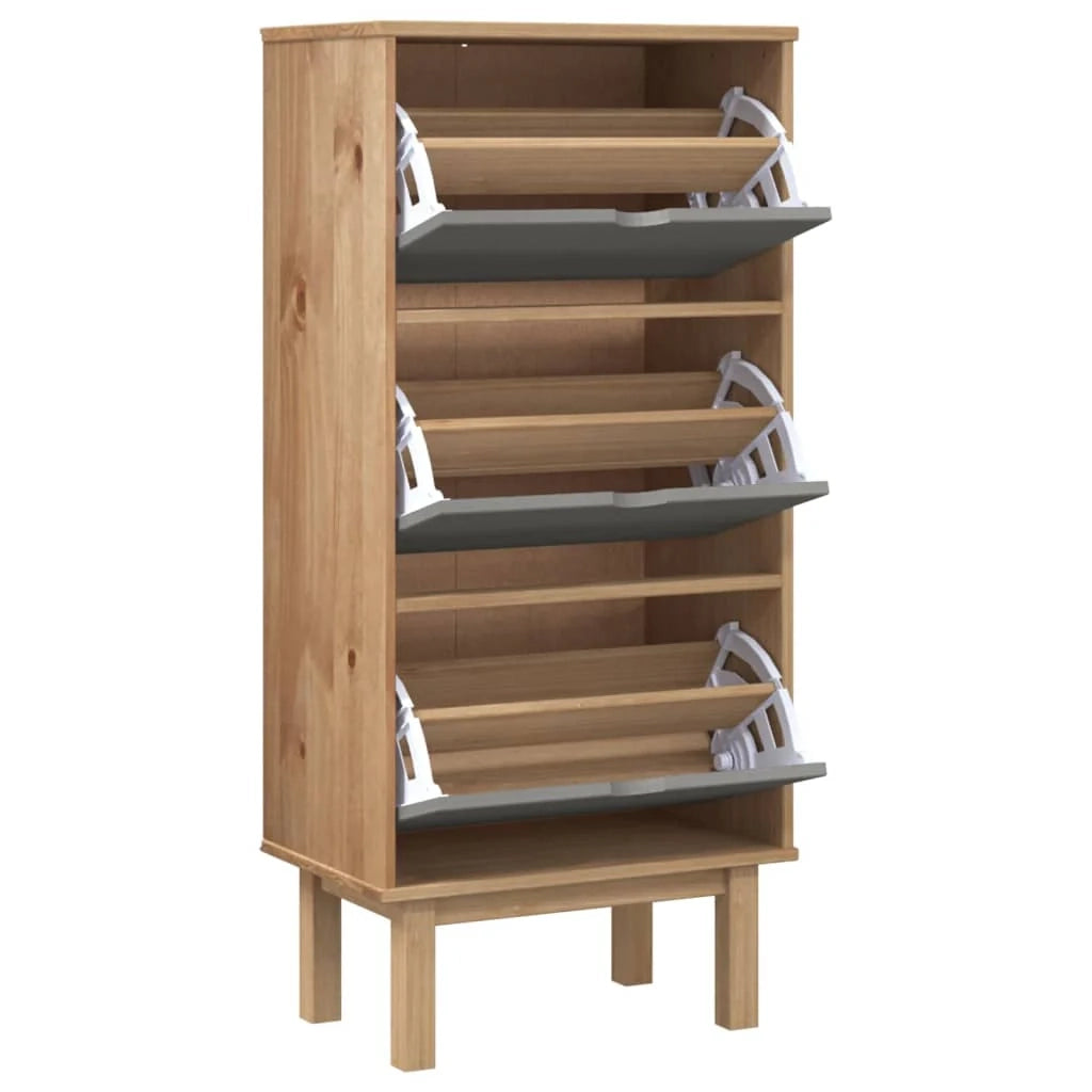 Scarpiera mobile contenitore per scarpe mobile ingresso/corridoio/soggiorno con 3 cassetti legno di pino grigio 02_0022036